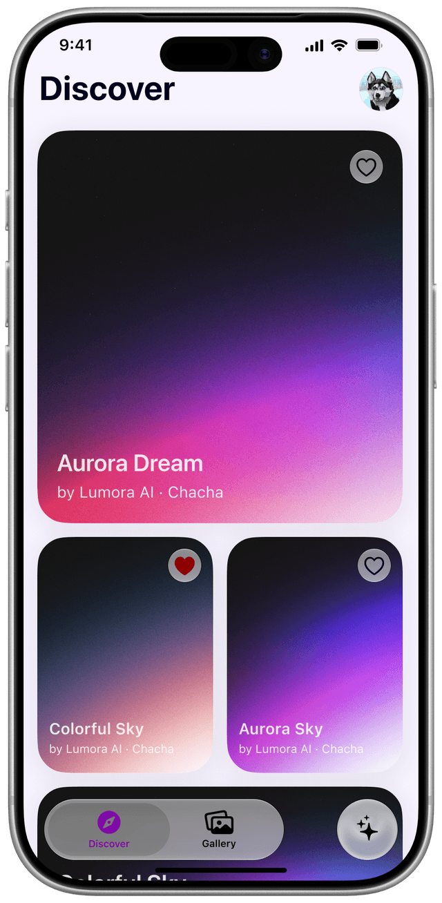 Lumora home screen